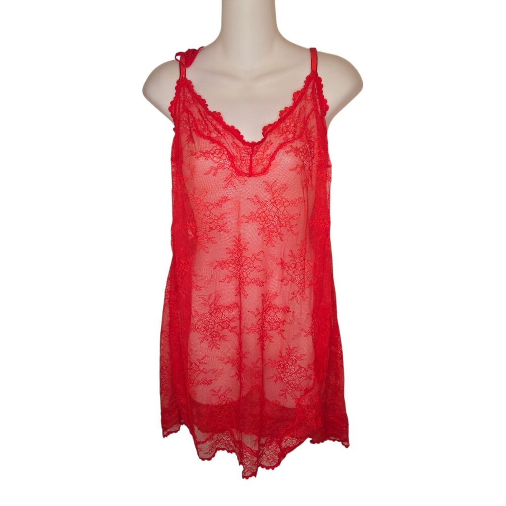 Adore Me Red Lace Chemise Babydoll & G-String Set NWOT Plus Size 0X